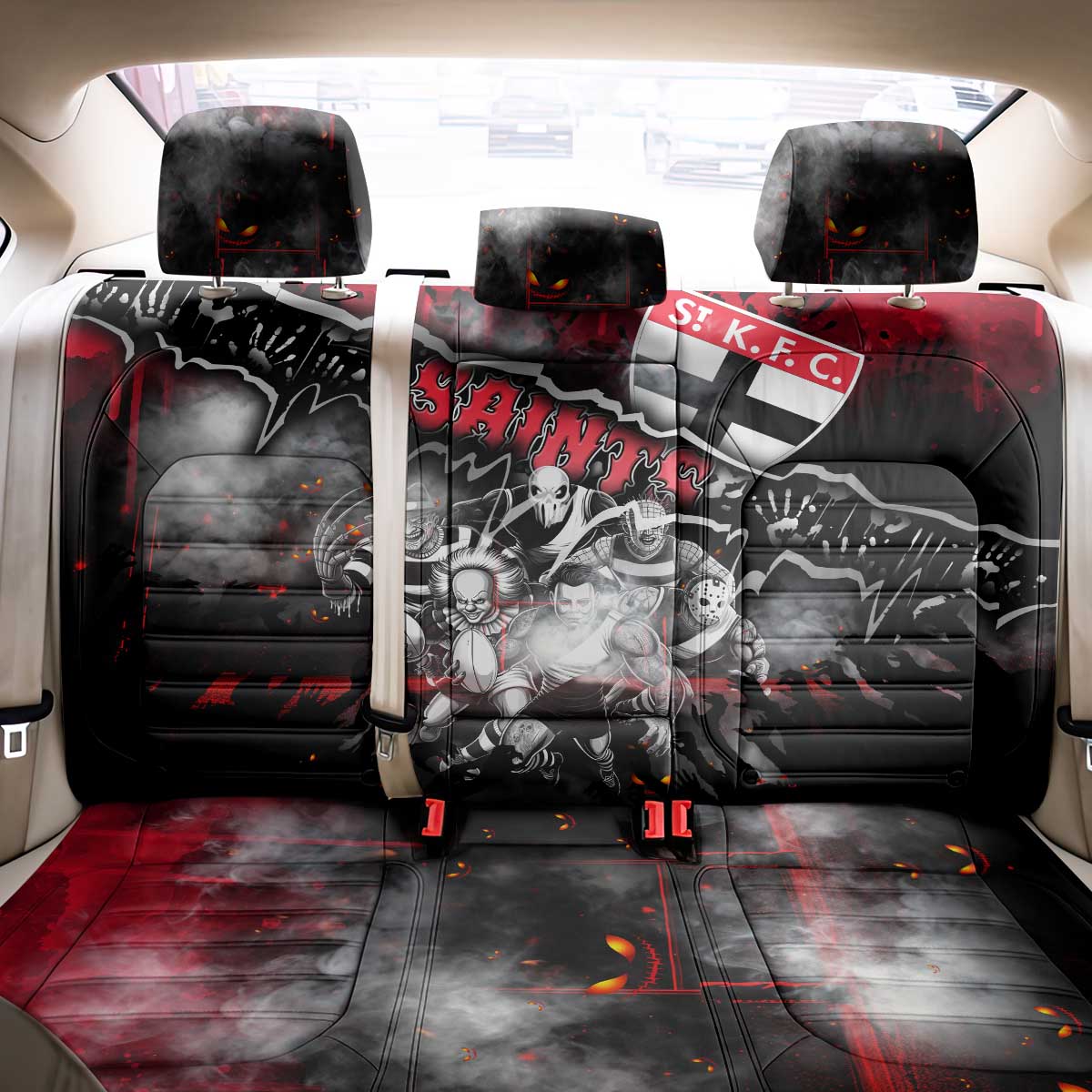 Step Into Horror Domain Saints Football Back Car Seat Cover Halloween Horror Movie Characters - Aussie Hoodie