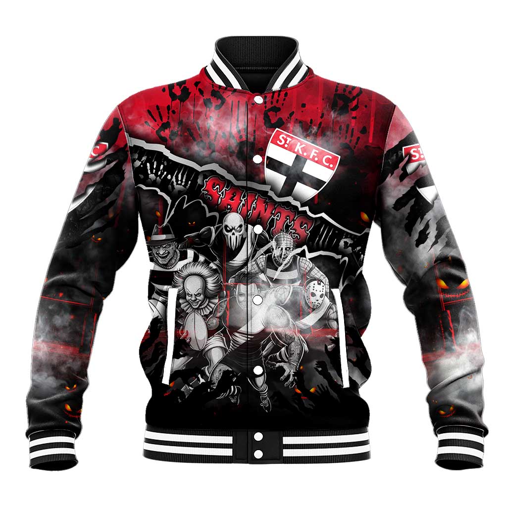 Step Into Horror Domain Saints Football Baseball Jacket Halloween Horror Movie Characters - Aussie Hoodie