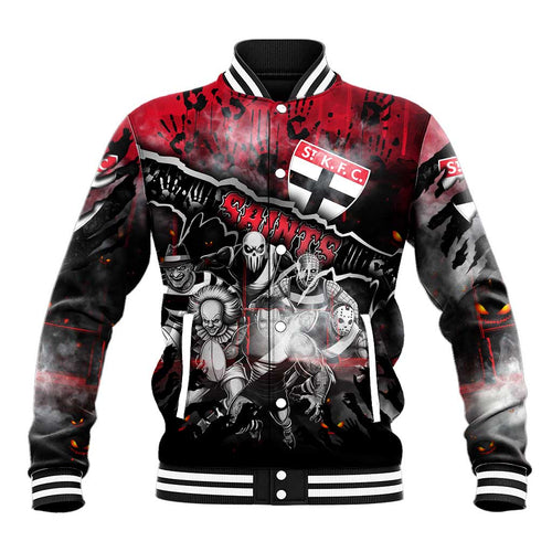 Step Into Horror Domain Saints Football Baseball Jacket Halloween Horror Movie Characters - Aussie Hoodie