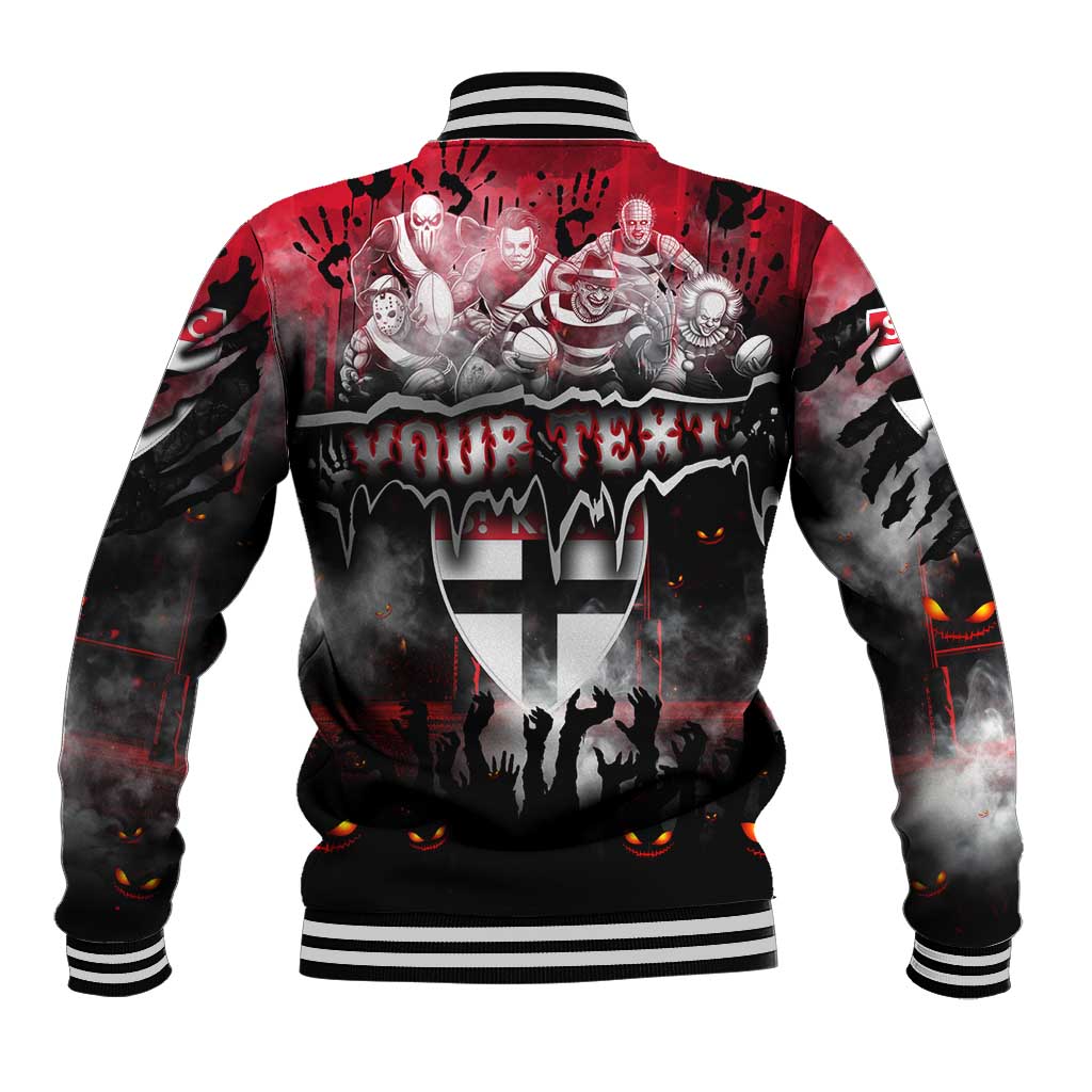 Step Into Horror Domain Saints Football Baseball Jacket Halloween Horror Movie Characters - Aussie Hoodie
