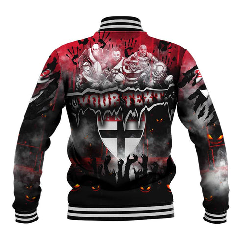 Step Into Horror Domain Saints Football Baseball Jacket Halloween Horror Movie Characters - Aussie Hoodie