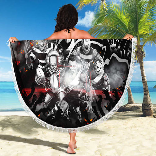 Step Into Horror Domain Saints Football Beach Blanket Halloween Horror Movie Characters - Aussie Hoodie