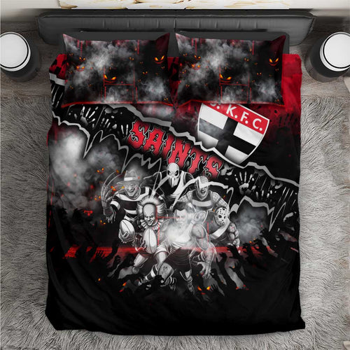 Step Into Horror Domain Saints Football Bedding Set Halloween Horror Movie Characters - Aussie Hoodie