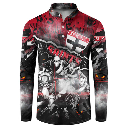 Step Into Horror Domain Saints Football Button Sweatshirt Halloween Horror Movie Characters - Aussie Hoodie