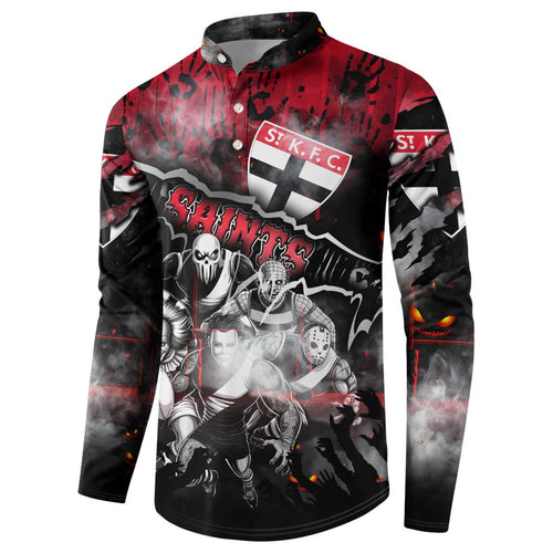 Step Into Horror Domain Saints Football Button Sweatshirt Halloween Horror Movie Characters - Aussie Hoodie
