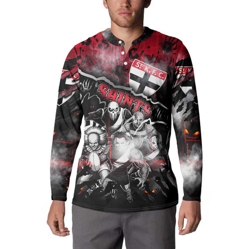 Step Into Horror Domain Saints Football Button Sweatshirt Halloween Horror Movie Characters - Aussie Hoodie