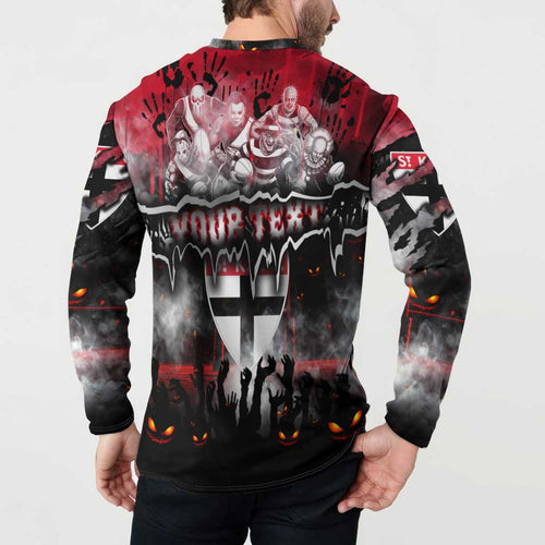 Step Into Horror Domain Saints Football Button Sweatshirt Halloween Horror Movie Characters - Aussie Hoodie