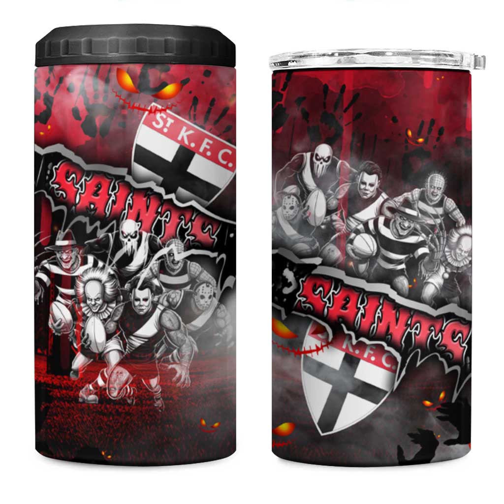 Step Into Horror Domain Saints Football 4 in 1 Can Cooler Tumbler Halloween Horror Movie Characters - Aussie Hoodie