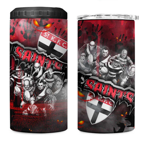 Step Into Horror Domain Saints Football 4 in 1 Can Cooler Tumbler Halloween Horror Movie Characters - Aussie Hoodie