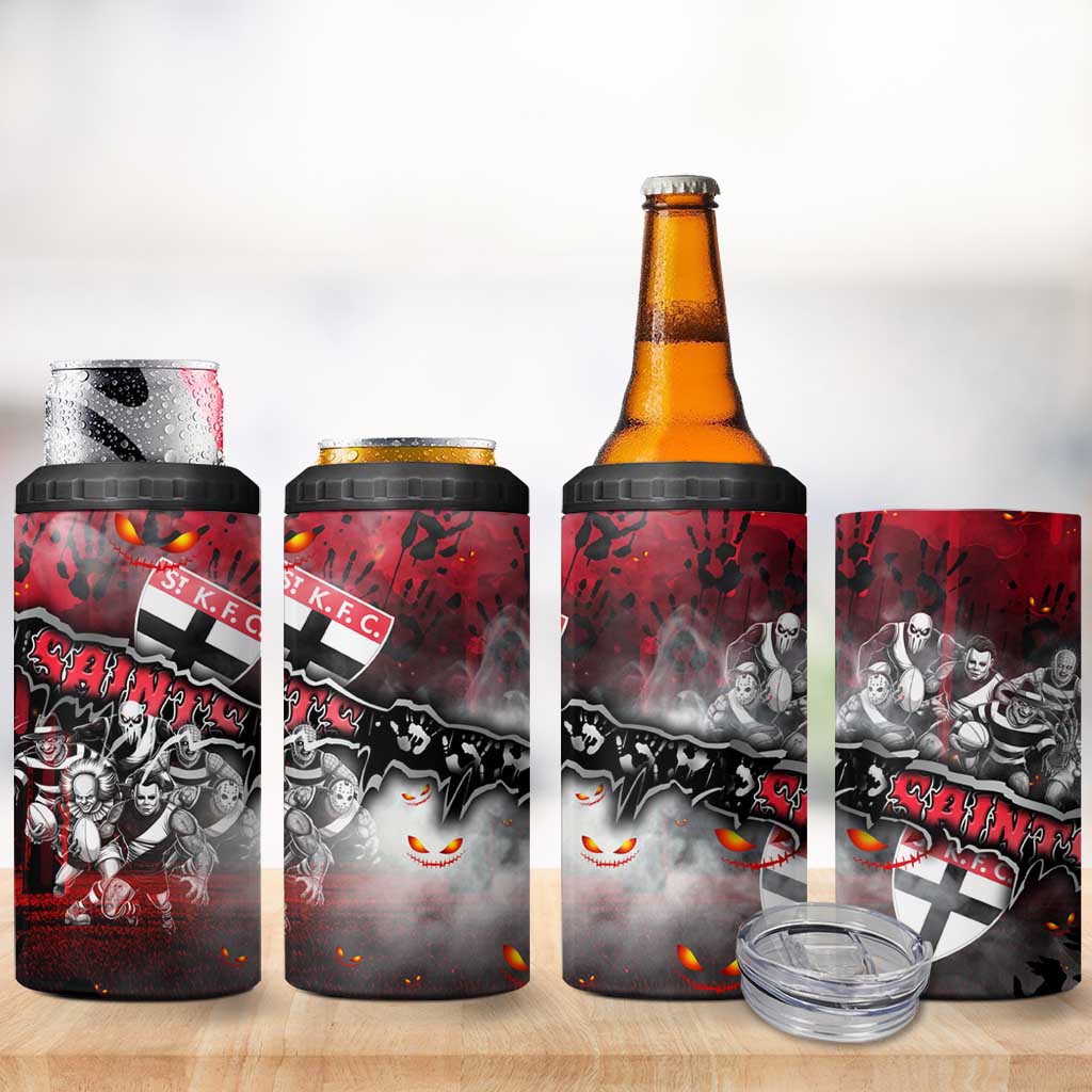 Step Into Horror Domain Saints Football 4 in 1 Can Cooler Tumbler Halloween Horror Movie Characters - Aussie Hoodie