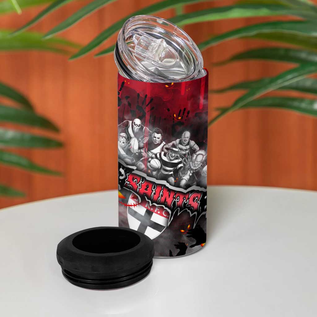 Step Into Horror Domain Saints Football 4 in 1 Can Cooler Tumbler Halloween Horror Movie Characters - Aussie Hoodie