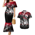 Step Into Horror Domain Saints Football Couples Matching Mermaid Dress and Hawaiian Shirt Halloween Horror Movie Characters - Aussie Hoodie