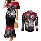 Step Into Horror Domain Saints Football Couples Matching Mermaid Dress and Long Sleeve Button Shirt Halloween Horror Movie Characters - Aussie Hoodie