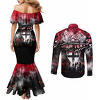 Step Into Horror Domain Saints Football Couples Matching Mermaid Dress and Long Sleeve Button Shirt Halloween Horror Movie Characters - Aussie Hoodie