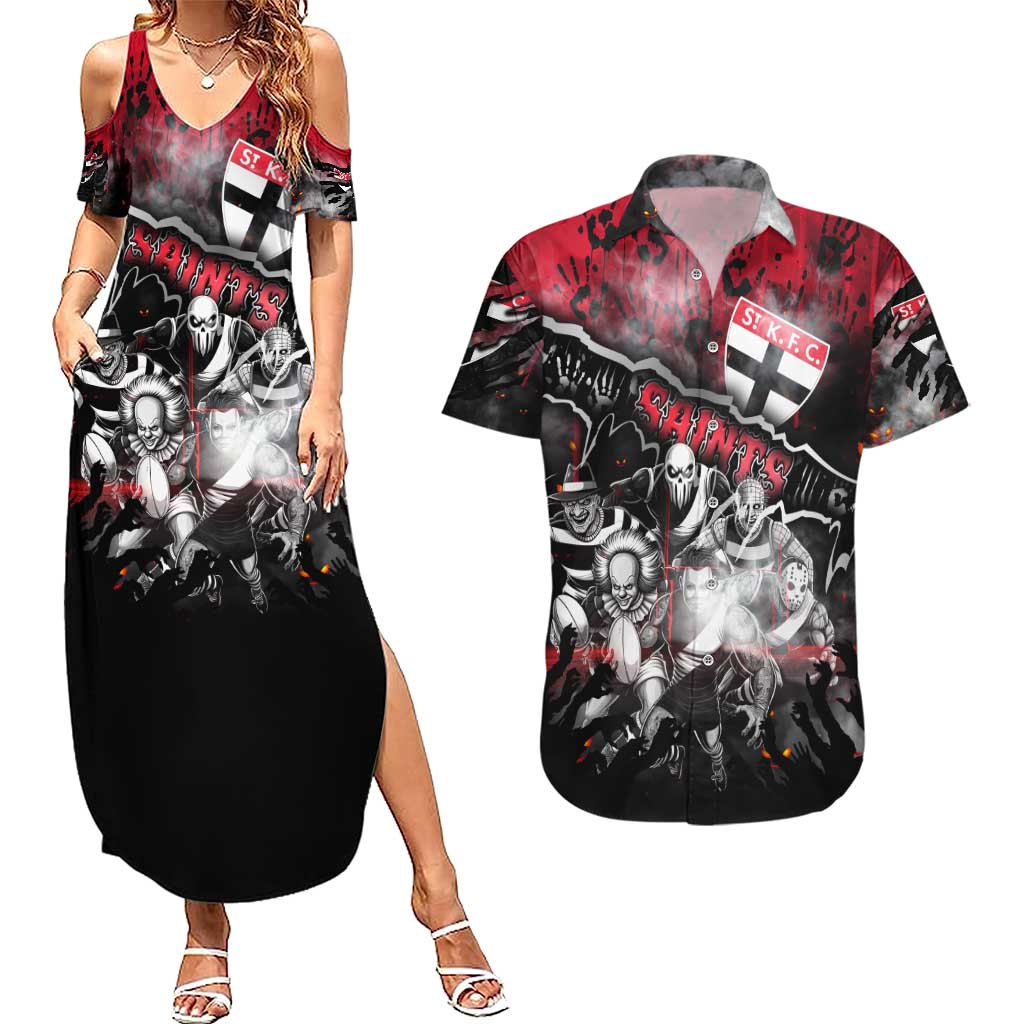 Step Into Horror Domain Saints Football Couples Matching Summer Maxi Dress and Hawaiian Shirt Halloween Horror Movie Characters - Aussie Hoodie