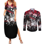 Step Into Horror Domain Saints Football Couples Matching Summer Maxi Dress and Long Sleeve Button Shirt Halloween Horror Movie Characters - Aussie Hoodie