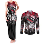 Step Into Horror Domain Saints Football Couples Matching Tank Maxi Dress and Long Sleeve Button Shirt Halloween Horror Movie Characters - Aussie Hoodie