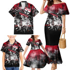 Step Into Horror Domain Saints Football Family Matching Mermaid Dress and Hawaiian Shirt Halloween Horror Movie Characters - Aussie Hoodie