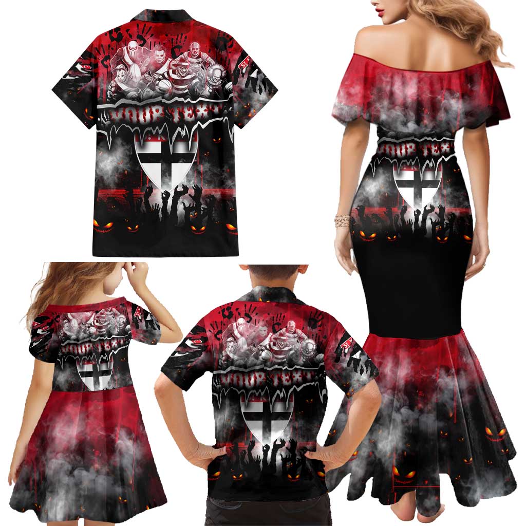 Step Into Horror Domain Saints Football Family Matching Mermaid Dress and Hawaiian Shirt Halloween Horror Movie Characters - Aussie Hoodie