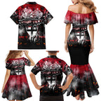 Step Into Horror Domain Saints Football Family Matching Mermaid Dress and Hawaiian Shirt Halloween Horror Movie Characters - Aussie Hoodie