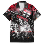 Step Into Horror Domain Saints Football Family Matching Off The Shoulder Long Sleeve Dress and Hawaiian Shirt Halloween Horror Movie Characters - Aussie Hoodie