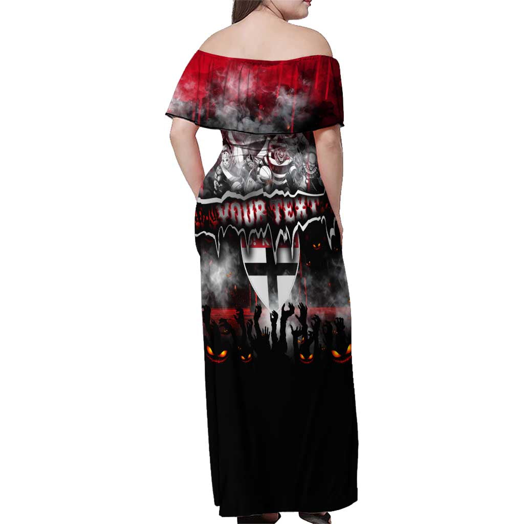 Step Into Horror Domain Saints Football Family Matching Off Shoulder Maxi Dress and Hawaiian Shirt Halloween Horror Movie Characters - Aussie Hoodie