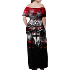 Step Into Horror Domain Saints Football Family Matching Off Shoulder Maxi Dress and Hawaiian Shirt Halloween Horror Movie Characters - Aussie Hoodie