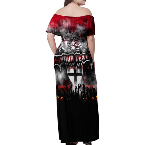 Step Into Horror Domain Saints Football Family Matching Off Shoulder Maxi Dress and Hawaiian Shirt Halloween Horror Movie Characters - Aussie Hoodie