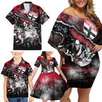 Step Into Horror Domain Saints Football Family Matching Off Shoulder Short Dress and Hawaiian Shirt Halloween Horror Movie Characters - Aussie Hoodie