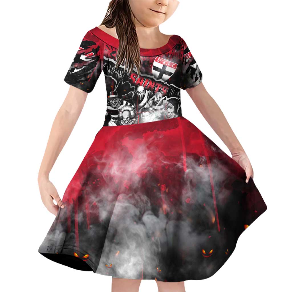Step Into Horror Domain Saints Football Family Matching Off Shoulder Short Dress and Hawaiian Shirt Halloween Horror Movie Characters - Aussie Hoodie