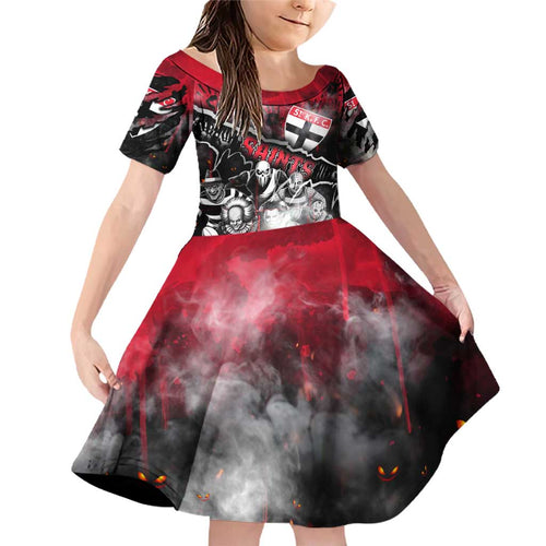 Step Into Horror Domain Saints Football Family Matching Off Shoulder Short Dress and Hawaiian Shirt Halloween Horror Movie Characters - Aussie Hoodie