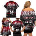 Step Into Horror Domain Saints Football Family Matching Off Shoulder Short Dress and Hawaiian Shirt Halloween Horror Movie Characters - Aussie Hoodie
