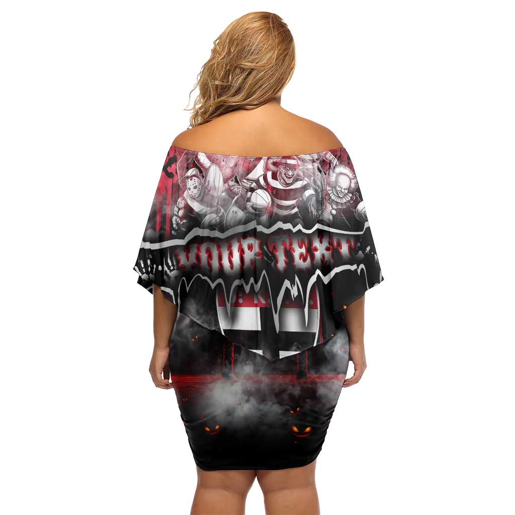 Step Into Horror Domain Saints Football Family Matching Off Shoulder Short Dress and Hawaiian Shirt Halloween Horror Movie Characters - Aussie Hoodie