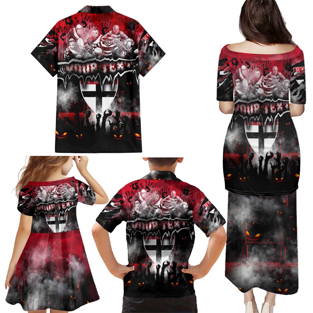 Step Into Horror Domain Saints Football Family Matching Puletasi and Hawaiian Shirt Halloween Horror Movie Characters - Aussie Hoodie