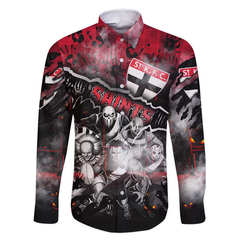 Step Into Horror Domain Saints Football Family Matching Puletasi and Hawaiian Shirt Halloween Horror Movie Characters - Aussie Hoodie