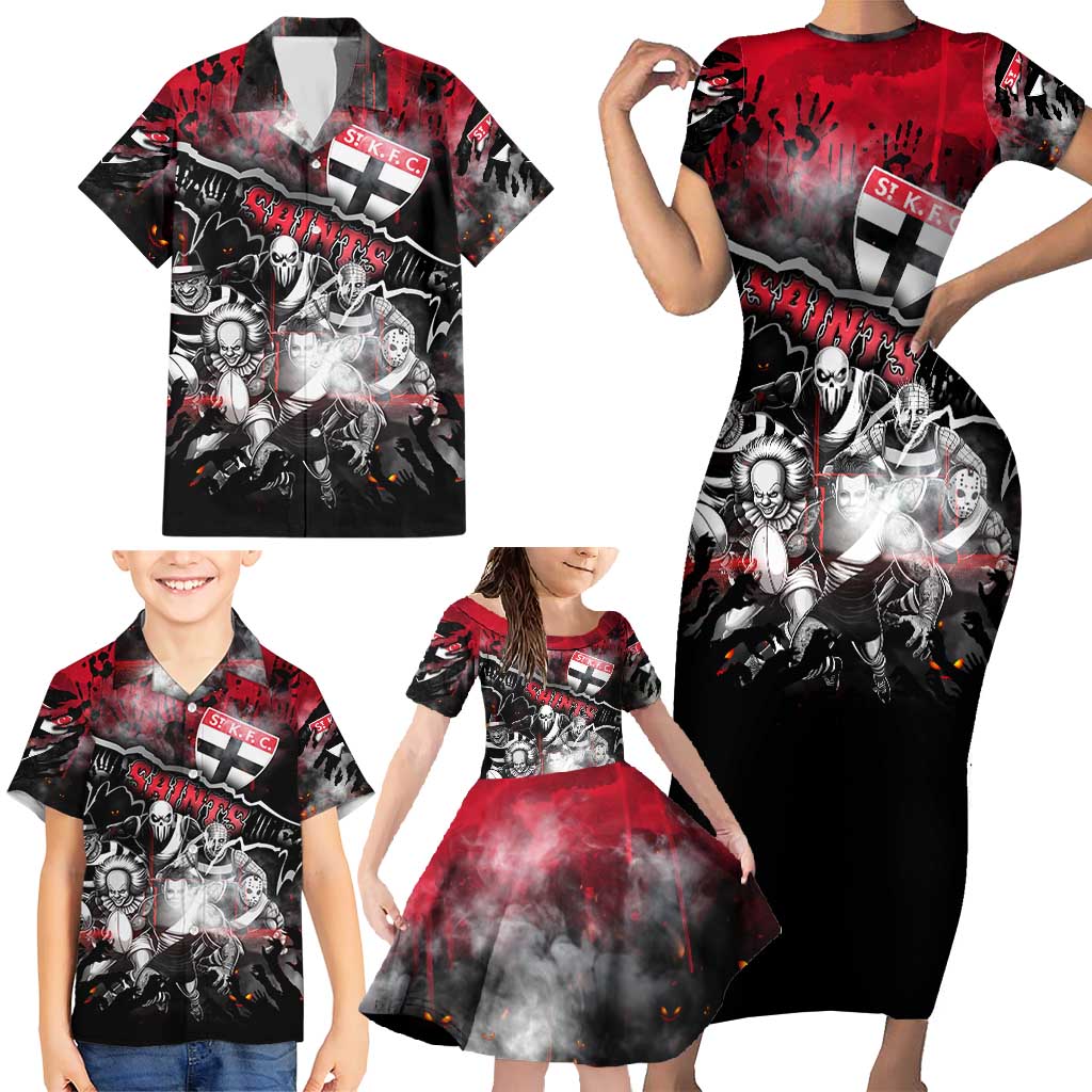Step Into Horror Domain Saints Football Family Matching Short Sleeve Bodycon Dress and Hawaiian Shirt Halloween Horror Movie Characters - Aussie Hoodie