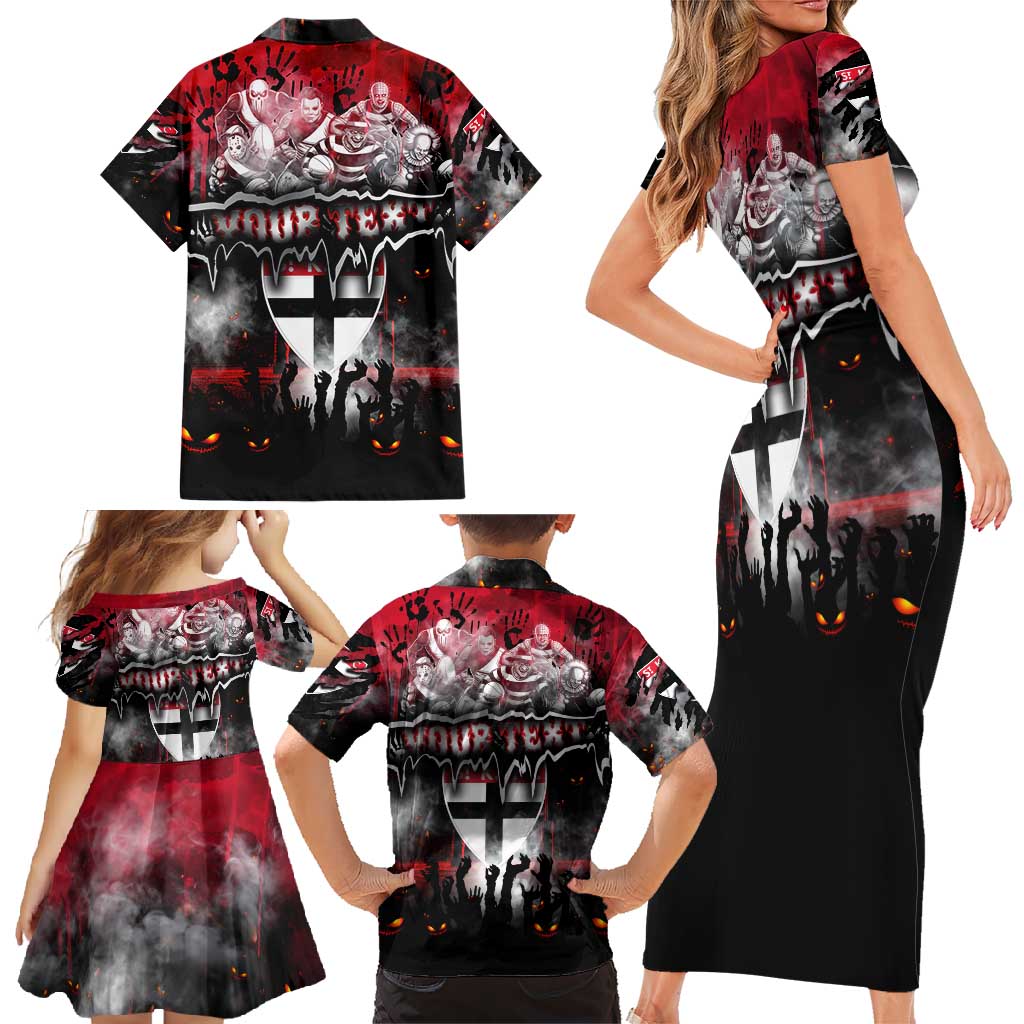 Step Into Horror Domain Saints Football Family Matching Short Sleeve Bodycon Dress and Hawaiian Shirt Halloween Horror Movie Characters - Aussie Hoodie