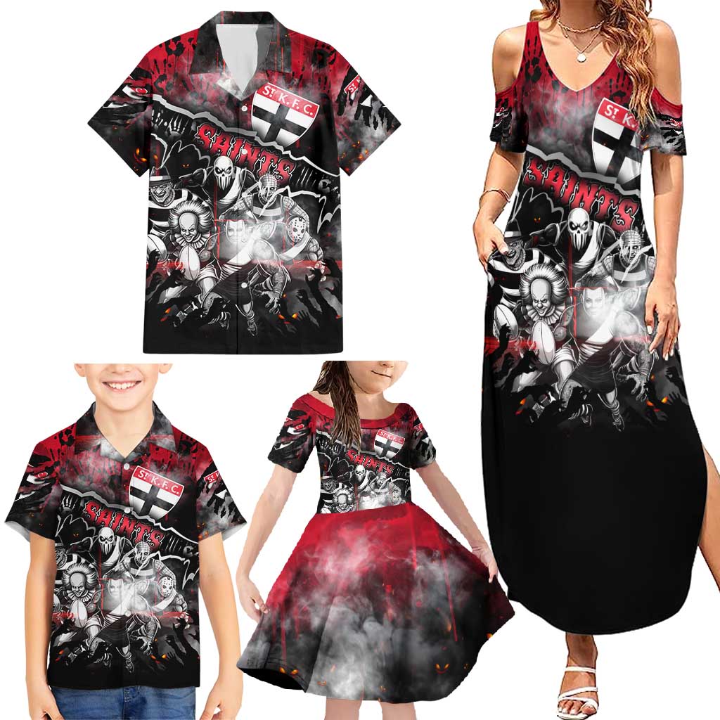 Step Into Horror Domain Saints Football Family Matching Summer Maxi Dress and Hawaiian Shirt Halloween Horror Movie Characters - Aussie Hoodie