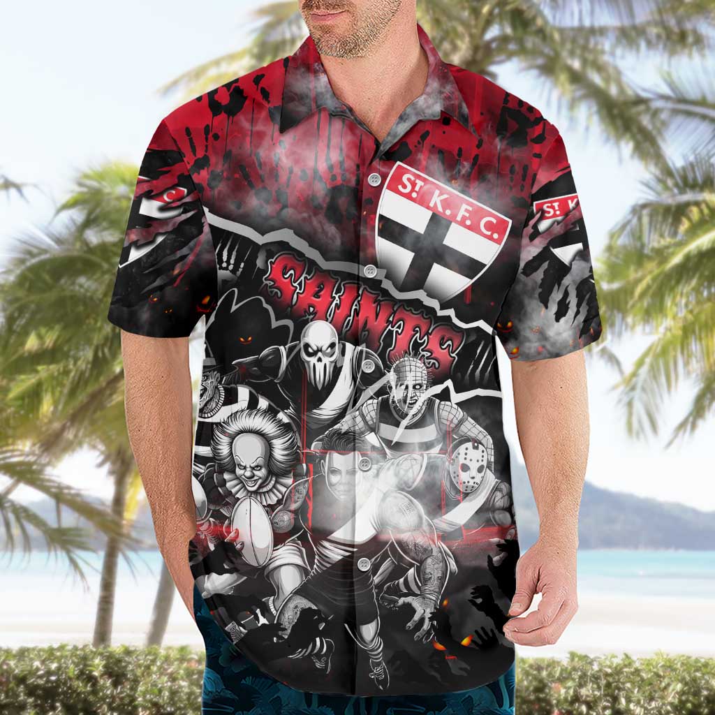 Step Into Horror Domain Saints Football Hawaiian Shirt Halloween Horror Movie Characters - Aussie Hoodie