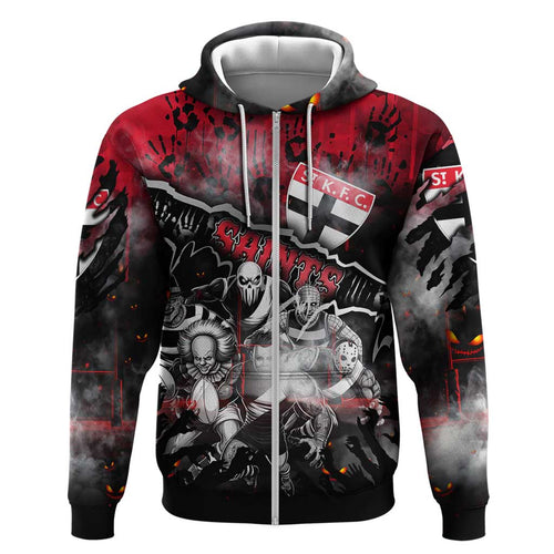 Step Into Horror Domain Saints Football Hoodie Halloween Horror Movie Characters - Aussie Hoodie