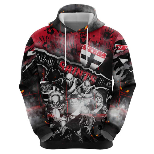 Step Into Horror Domain Saints Football Hoodie Halloween Horror Movie Characters - Aussie Hoodie