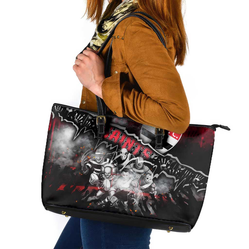 Step Into Horror Domain Saints Football Leather Tote Bag Halloween Horror Movie Characters - Aussie Hoodie