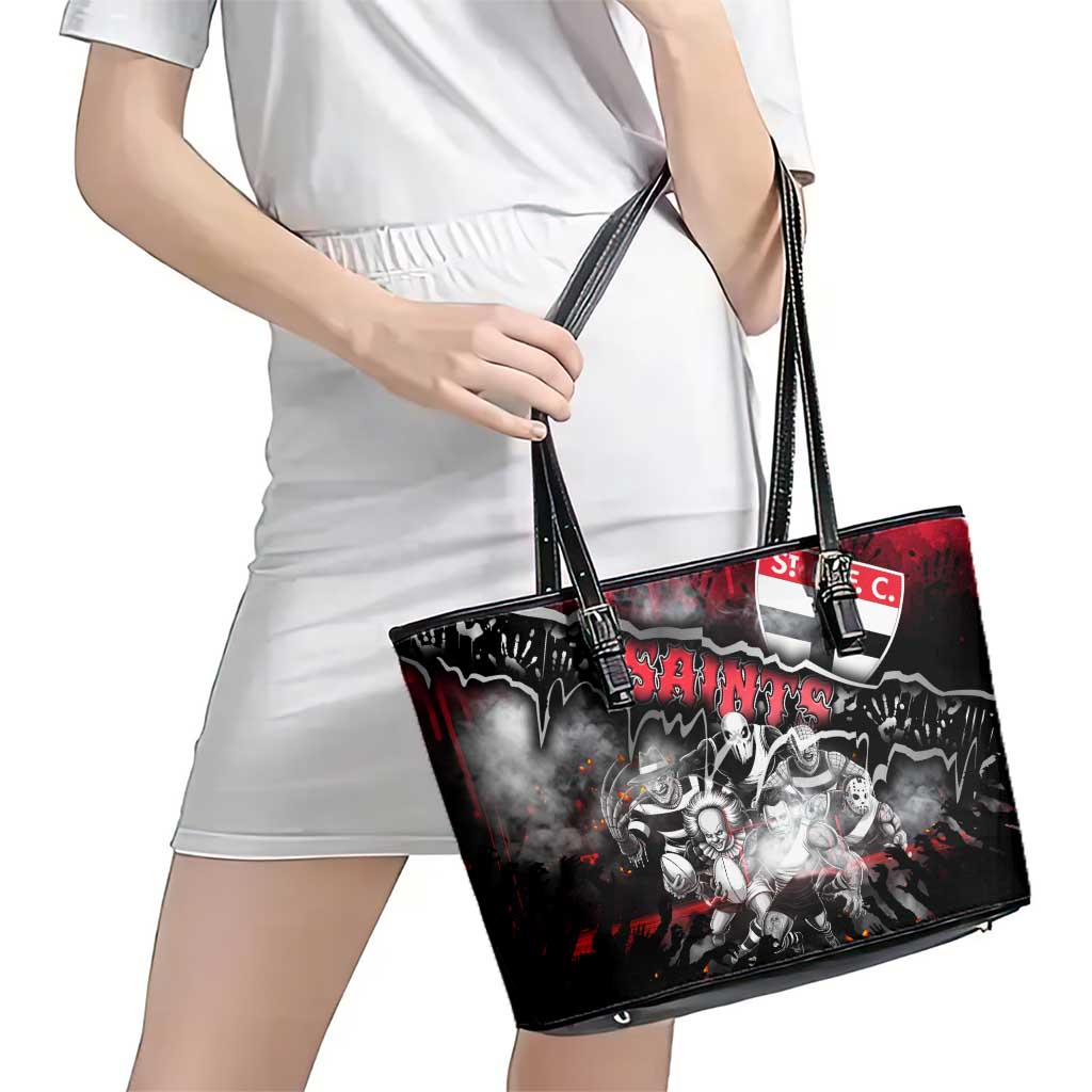 Step Into Horror Domain Saints Football Leather Tote Bag Halloween Horror Movie Characters - Aussie Hoodie