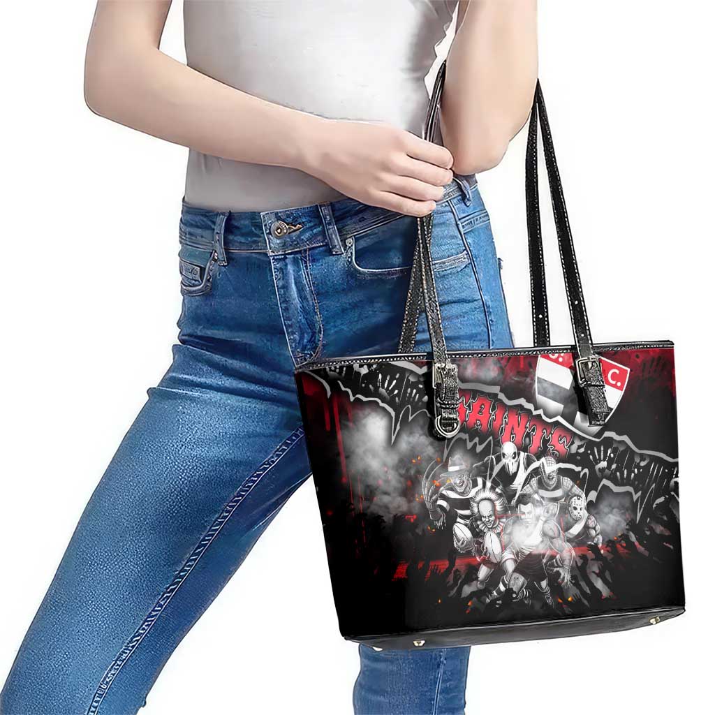 Step Into Horror Domain Saints Football Leather Tote Bag Halloween Horror Movie Characters - Aussie Hoodie