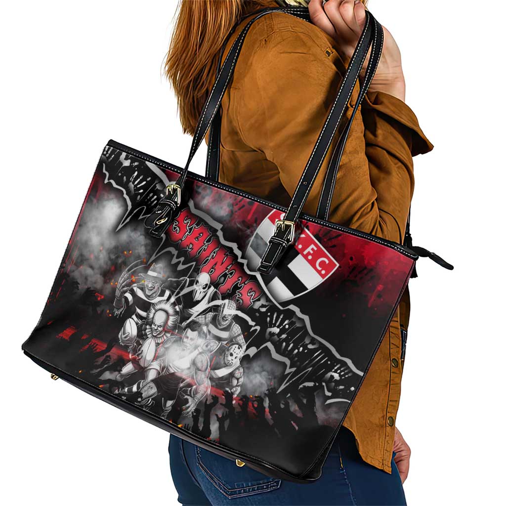 Step Into Horror Domain Saints Football Leather Tote Bag Halloween Horror Movie Characters - Aussie Hoodie