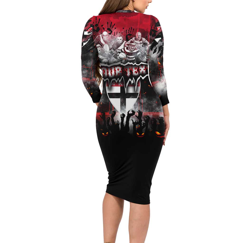 Step Into Horror Domain Saints Football Long Sleeve Bodycon Dress Halloween Horror Movie Characters - Aussie Hoodie