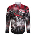 Step Into Horror Domain Saints Football Long Sleeve Button Shirt Halloween Horror Movie Characters - Aussie Hoodie