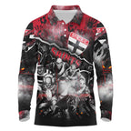 Step Into Horror Domain Saints Football Long Sleeve Polo Shirt Halloween Horror Movie Characters - Aussie Hoodie