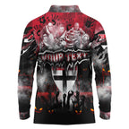 Step Into Horror Domain Saints Football Long Sleeve Polo Shirt Halloween Horror Movie Characters - Aussie Hoodie