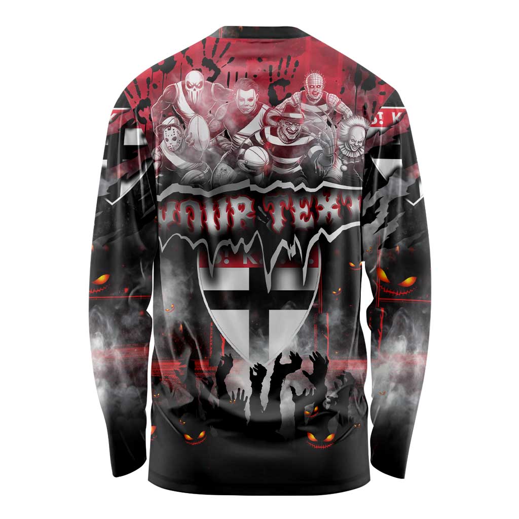 Step Into Horror Domain Saints Football Long Sleeve Shirt Halloween Horror Movie Characters - Aussie Hoodie